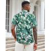 COOFANDY Mens Casual Button Down Shirts Short Sleeve Textured Shirt Summer Beach Shirts for Men(White-green Leaves)