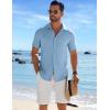 COOFANDY Men’s Casual Button Down Shirts Short Sleeve Textured Summer Beach Shirt(Beau Blue)
