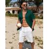 COOFANDY Men’s Casual Button Down Shirts Short Sleeve Textured Summer Beach Shirt(Dark Green)