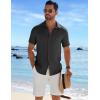COOFANDY Men’s Casual Button Down Shirts Short Sleeve Textured Summer Beach Shirt(Dark Grey)