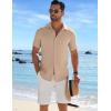 COOFANDY Men’s Casual Button Down Shirts Short Sleeve Textured Summer Beach Shirt(Khaki)