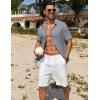COOFANDY Men’s Casual Button Down Shirts Short Sleeve Textured Summer Beach Shirt(Light Grey)