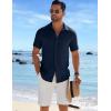COOFANDY Men’s Casual Button Down Shirts Short Sleeve Textured Summer Beach Shirt(Navy Blue)