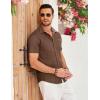 COOFANDY Men’s Casual Button Down Shirts Stretch Short Sleeve Business Dress Shirt with Pocket(A – Brown – No Pocket)