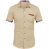 COOFANDY Men’s Casual Button Down Shirts Stretch Short Sleeve Business Dress Shirt with Pocket(A – Khaki- No Pocket)