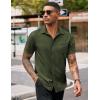 COOFANDY Men’s Casual Button Down Shirts Stretch Short Sleeve Business Dress Shirt with Pocket(Army Green)