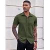 COOFANDY Men’s Casual Button Down Shirts Stretch Short Sleeve Business Dress Shirt with Pocket(Army Green)