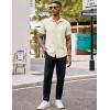 COOFANDY Men’s Casual Button Down Shirts Stretch Short Sleeve Business Dress Shirt with Pocket(Beige)