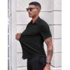 COOFANDY Men’s Casual Button Down Shirts Stretch Short Sleeve Business Dress Shirt with Pocket(Black)