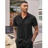 COOFANDY Men’s Casual Button Down Shirts Stretch Short Sleeve Business Dress Shirt with Pocket(Black)