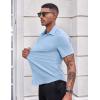 COOFANDY Men’s Casual Button Down Shirts Stretch Short Sleeve Business Dress Shirt with Pocket(Light Blue)
