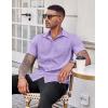 COOFANDY Men’s Casual Button Down Shirts Stretch Short Sleeve Business Dress Shirt with Pocket(Light Purple)