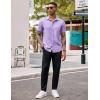 COOFANDY Men’s Casual Button Down Shirts Stretch Short Sleeve Business Dress Shirt with Pocket(Light Purple)