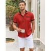 COOFANDY Men’s Casual Button Down Shirts Stretch Short Sleeve Business Dress Shirt with Pocket(Red(black))
