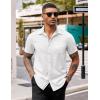 COOFANDY Men’s Casual Button Down Shirts Stretch Short Sleeve Business Dress Shirt with Pocket(White)