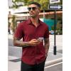 COOFANDY Men’s Casual Button Down Shirts Stretch Short Sleeve Business Dress Shirt with Pocket(Wine Red)