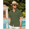 COOFANDY Men’s Casual Button Down Short Sleeve Shirt Textured Summer Beach Vacation Shirt(Army Green)