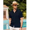 COOFANDY Men’s Casual Button Down Short Sleeve Shirt Textured Summer Beach Vacation Shirt(Black)