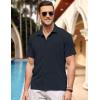 COOFANDY Men’s Casual Button Down Short Sleeve Shirt Textured Summer Beach Vacation Shirt(Black)