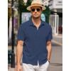 COOFANDY Men’s Casual Button Down Short Sleeve Shirt Textured Summer Beach Vacation Shirt(Blueviolet)