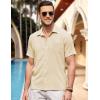 COOFANDY Men’s Casual Button Down Short Sleeve Shirt Textured Summer Beach Vacation Shirt(Champagne)