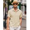 COOFANDY Men’s Casual Button Down Short Sleeve Shirt Textured Summer Beach Vacation Shirt(Champagne)