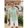 COOFANDY Men’s Casual Button Down Short Sleeve Shirt Textured Summer Beach Vacation Shirt(Ice Green)