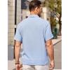 COOFANDY Men’s Casual Button Down Short Sleeve Shirt Textured Summer Beach Vacation Shirt(Light Blue)