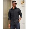 COOFANDY Mens Casual Button Down Work Shirts Untucked Long Sleeve Woven Shirt with Pockets(Black)