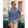 COOFANDY Mens Casual Button Down Work Shirts Untucked Long Sleeve Woven Shirt with Pockets(Blue)