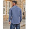 COOFANDY Mens Casual Button Down Work Shirts Untucked Long Sleeve Woven Shirt with Pockets(Blue)