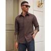 COOFANDY Mens Casual Button Down Work Shirts Untucked Long Sleeve Woven Shirt with Pockets(Brown)