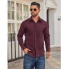 COOFANDY Mens Casual Button Down Work Shirts Untucked Long Sleeve Woven Shirt with Pockets(Burgundy)