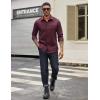 COOFANDY Mens Casual Button Down Work Shirts Untucked Long Sleeve Woven Shirt with Pockets(Burgundy)