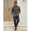 COOFANDY Mens Casual Button Down Work Shirts Untucked Long Sleeve Woven Shirt with Pockets(Dark Grey)