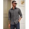 COOFANDY Mens Casual Button Down Work Shirts Untucked Long Sleeve Woven Shirt with Pockets(Dark Grey)