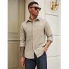 COOFANDY Mens Casual Button Down Work Shirts Untucked Long Sleeve Woven Shirt with Pockets(Elmwood Heather)