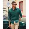 COOFANDY Mens Casual Button Down Work Shirts Untucked Long Sleeve Woven Shirt with Pockets(Green)