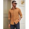 COOFANDY Mens Casual Button Down Work Shirts Untucked Long Sleeve Woven Shirt with Pockets(Light Brown)