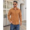 COOFANDY Mens Casual Button Down Work Shirts Untucked Long Sleeve Woven Shirt with Pockets(Light Brown)