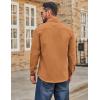 COOFANDY Mens Casual Button Down Work Shirts Untucked Long Sleeve Woven Shirt with Pockets(Light Brown)