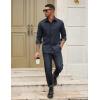 COOFANDY Mens Casual Button Down Work Shirts Untucked Long Sleeve Woven Shirt with Pockets(Navy Blue)