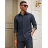 COOFANDY Mens Casual Button Down Work Shirts Untucked Long Sleeve Woven Shirt with Pockets(Navy Blue)