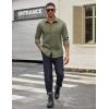 COOFANDY Mens Casual Button Down Work Shirts Untucked Long Sleeve Woven Shirt with Pockets(Olive Green)