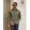 COOFANDY Mens Casual Button Down Work Shirts Untucked Long Sleeve Woven Shirt with Pockets(Olive Green)