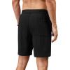 COOFANDY Men’s Casual Corduroy Shorts With Elastic Waist, Drawstring, Lightweight Summer Beach Shorts With Pockets(Black)