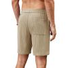 COOFANDY Men’s Casual Corduroy Shorts With Elastic Waist, Drawstring, Lightweight Summer Beach Shorts With Pockets(Light Khaki)