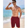 COOFANDY Men’s Casual Corduroy Shorts With Elastic Waist, Drawstring, Lightweight Summer Beach Shorts With Pockets(Wine)