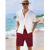 COOFANDY Men’s Casual Corduroy Shorts With Elastic Waist, Drawstring, Lightweight Summer Beach Shorts With Pockets(Wine)