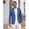 COOFANDY Mens Casual Cotton Linen Blazer Lightweight Linen Sport Coat Two Button Suit Jacket(Blue)